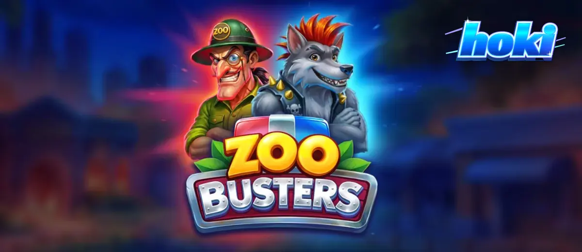 Tampilan visual slot Zoo Busters dengan karakter hewan punk yang penuh warna